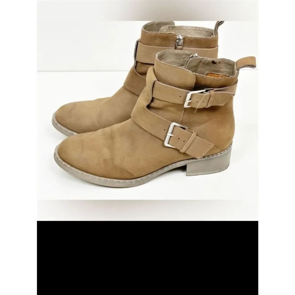 Gentle Souls Best Of Buckle Leather Ankle Boots Mushroom Size 7